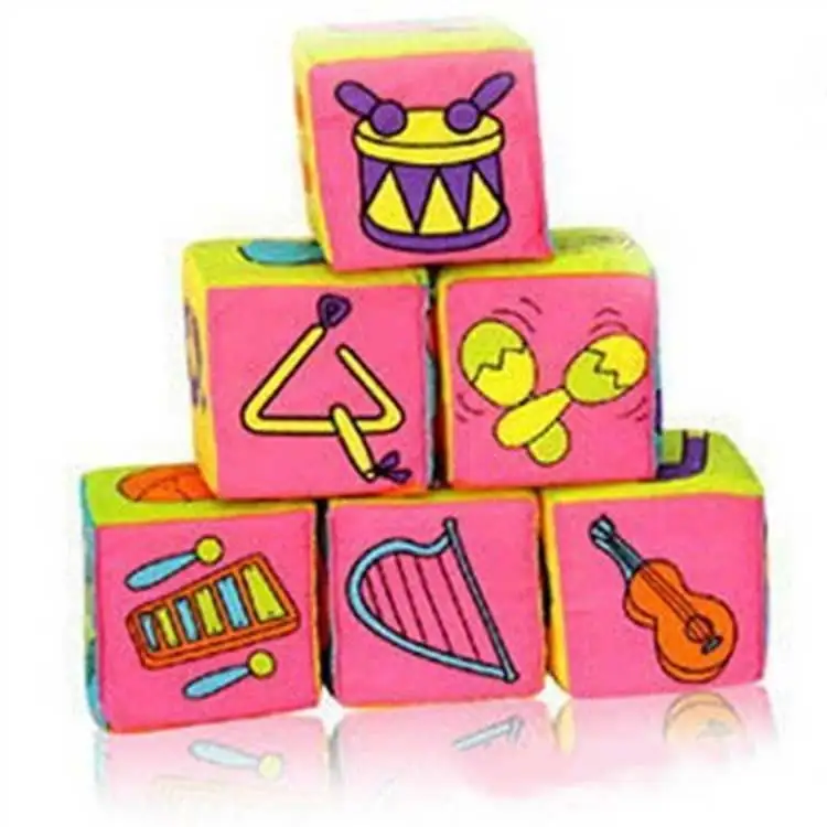 Custom Designs Plush Words and Pictures Cube Block Soft Baby Education Toy Dice Toys