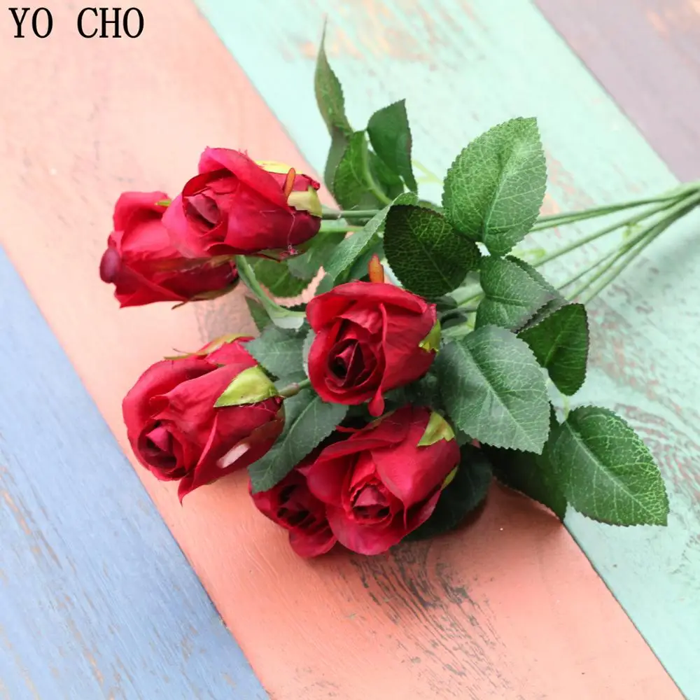 YO CHO table wedding decor realistic centerpiece flower cheap wedding decorations real touch artificial silk fabric flower