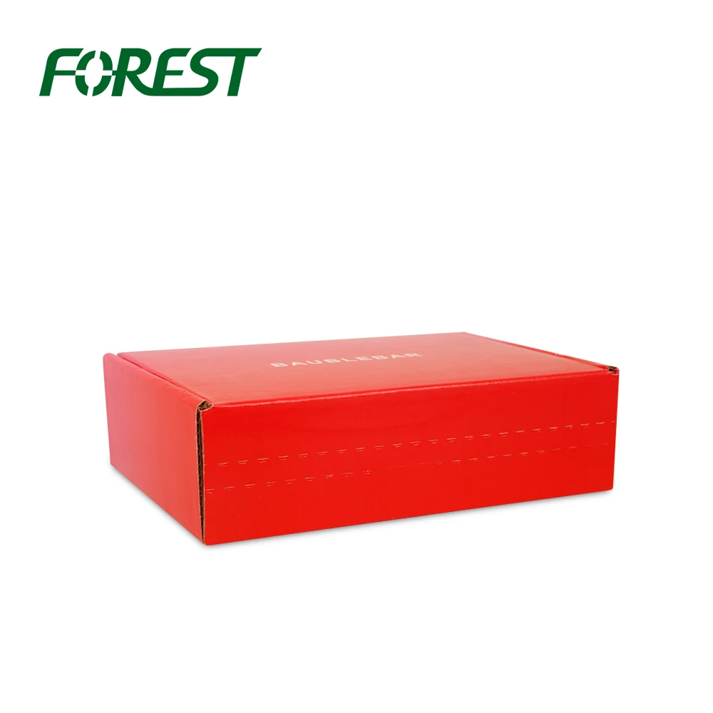 Factory direct red colored corrugated paper outer carton box with logo print