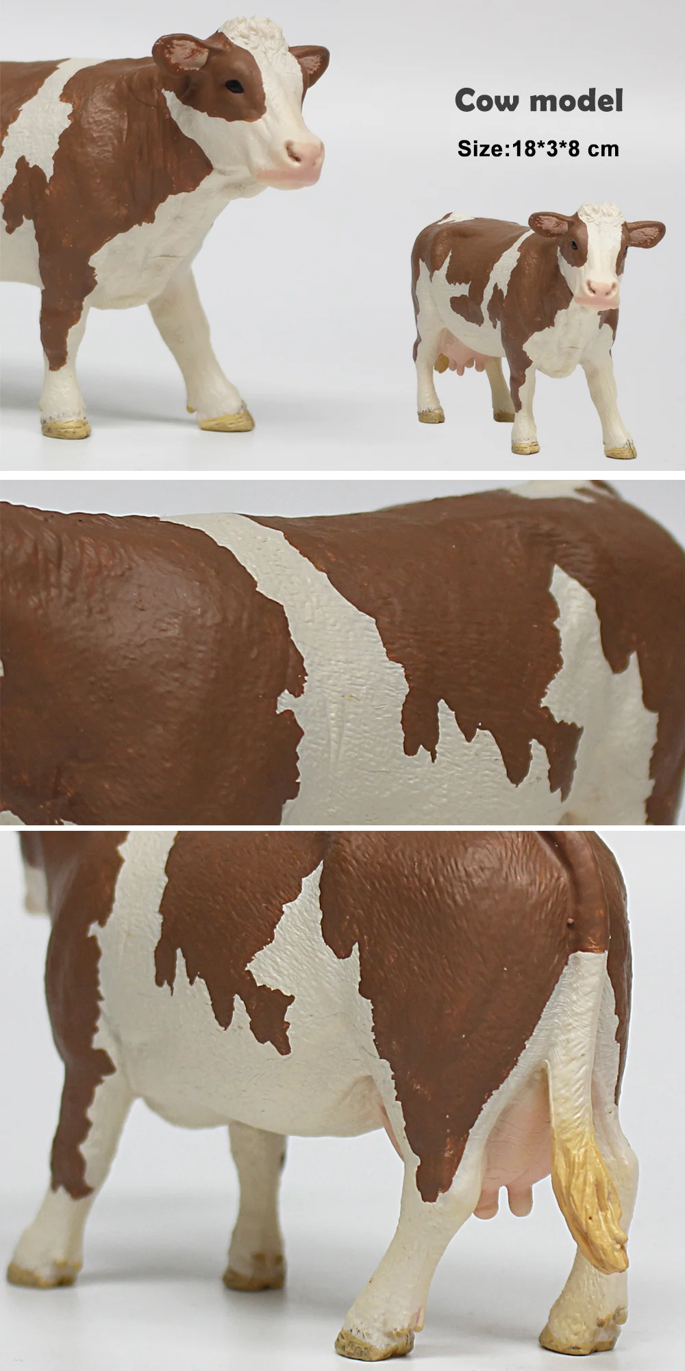 High simulation figure farm animal cattle hand painted solid model play set toy plastic cows