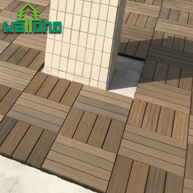 wpc solid floor tiles exterior decking 3-strip compound flooring
