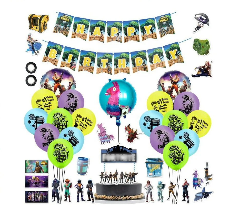 
Video Game Party Supplies Includes Cake Topper Latex Balloons Foil Balloons Perfect Battle Royale Gamer Decorations for Kids 
