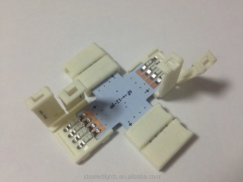 
High Quality 10mm 12mm No Soldering PCB board LED Flexible tape 4Pin LED Strip Connector For 5050 RGB Strip light 
