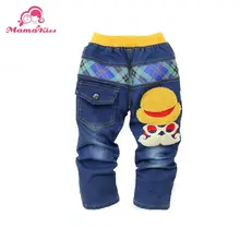 2016 New Autumn Fashion cartoon cat design embroidered Baby Boys Jeans denim trousers B101