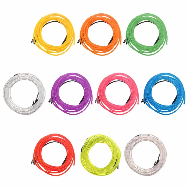 Неоновый светящийся провод rgb 3 м 2 мм с контроллером в инвертор для вечеринок
