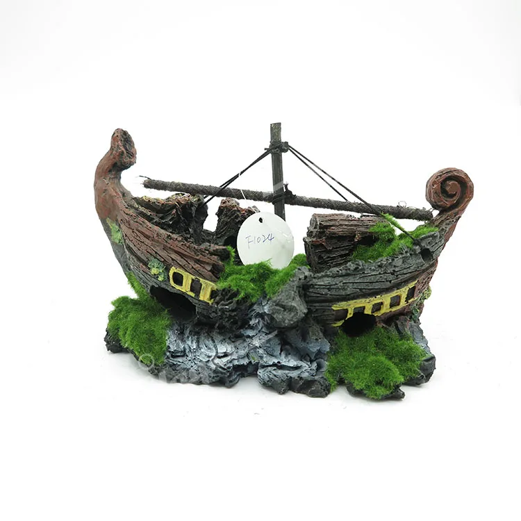 Aquarium Ornament Ship Sunk Boat Fish Wreck Tank Sailing Decor Cave Shipwreck