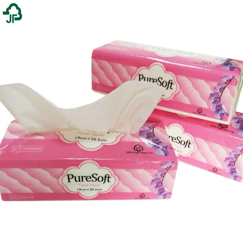 100% Virgin Wood Pulp 2 Ply Facial Tissue Paper Soft Pack