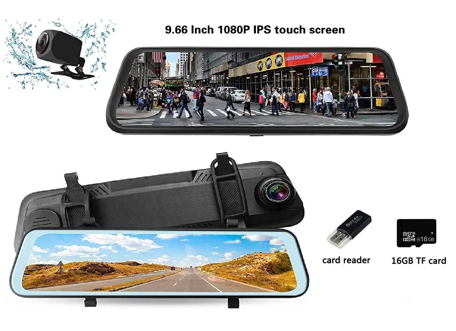 User Manual 1080p Full HD Car Dash Camera 9.66inch Streaming Media IPS Touch Screen Dual Lens Vehicle Blackbox DVR