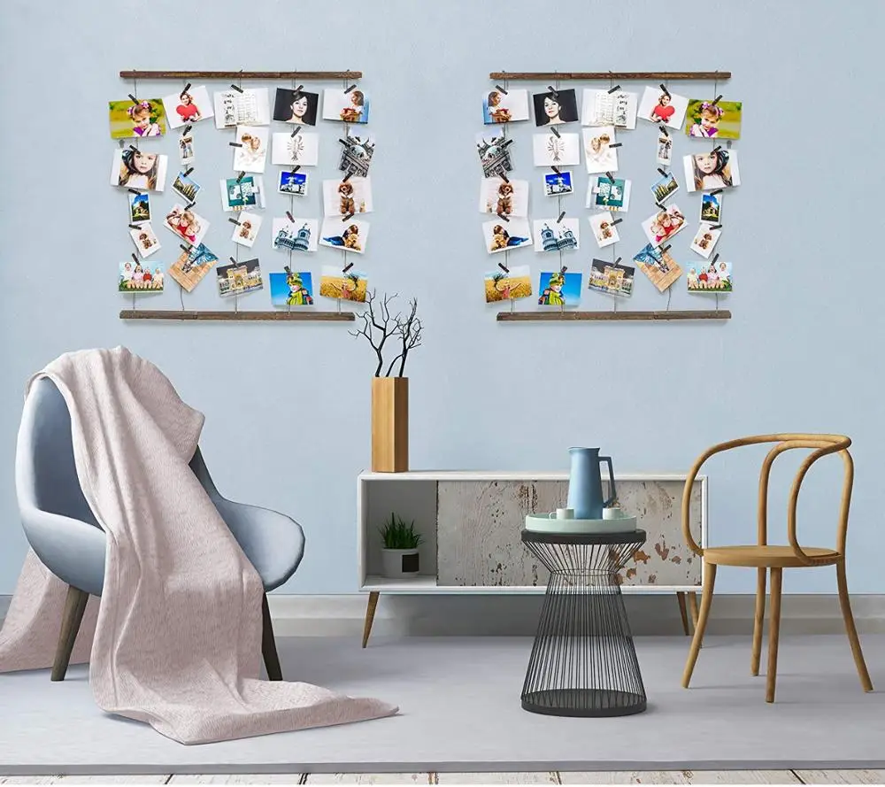 Ajustable Twines Collage Artworks Prints Multi Pictures Organizer and Hanging Display Frames