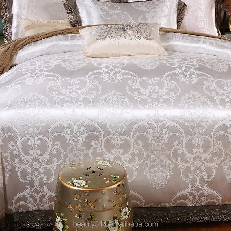 Bedding setduvet covers pillow cases and bed sheets model jacquard lace 4pcs bed sheet set BSS10