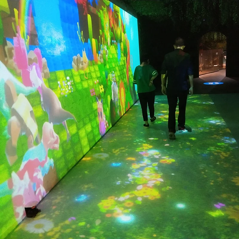 Ground Display Technology Water Projection Interactive Combined with Commercial 3D Animation Illusion Augmented Reality Indoor
