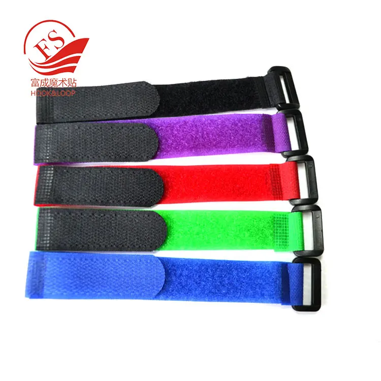 Fast production black hook and loop strap with buckle