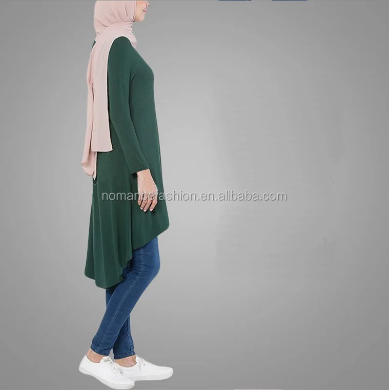 women long t shirt blouse tops muslimah plain