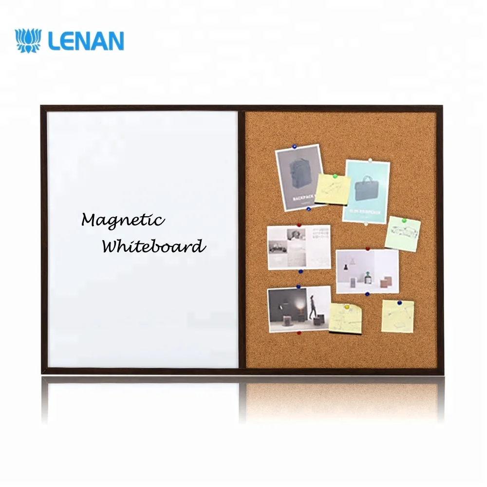 
Magnetic dry erase wood frame combination board half cork bulletin board half magnetic whiteboard 