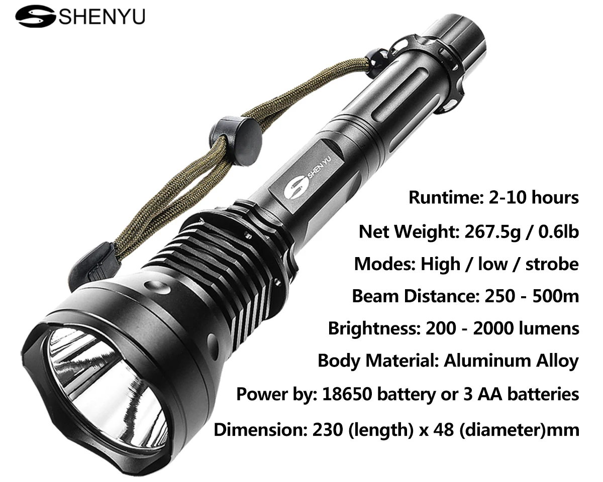 6000 Lumen 5-Mode Tactical Torch Led Flashlight For Hunting