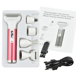 in stock factory price hair remover stock electric facial  trimmer 5 in1 lady shaver with USB charger