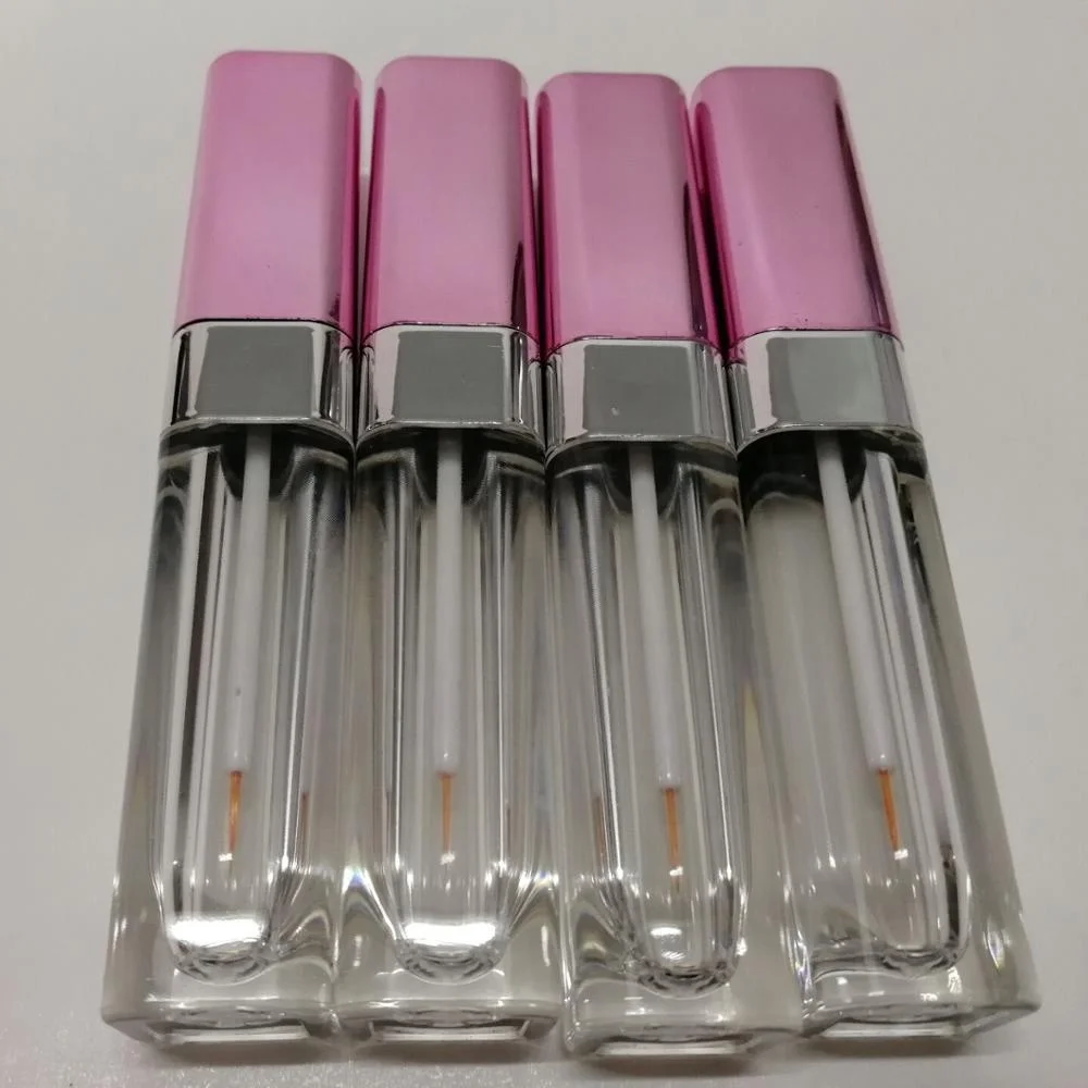 
5ml pink square clear plastic cosmetic eyelash growth serum tube packaging container 