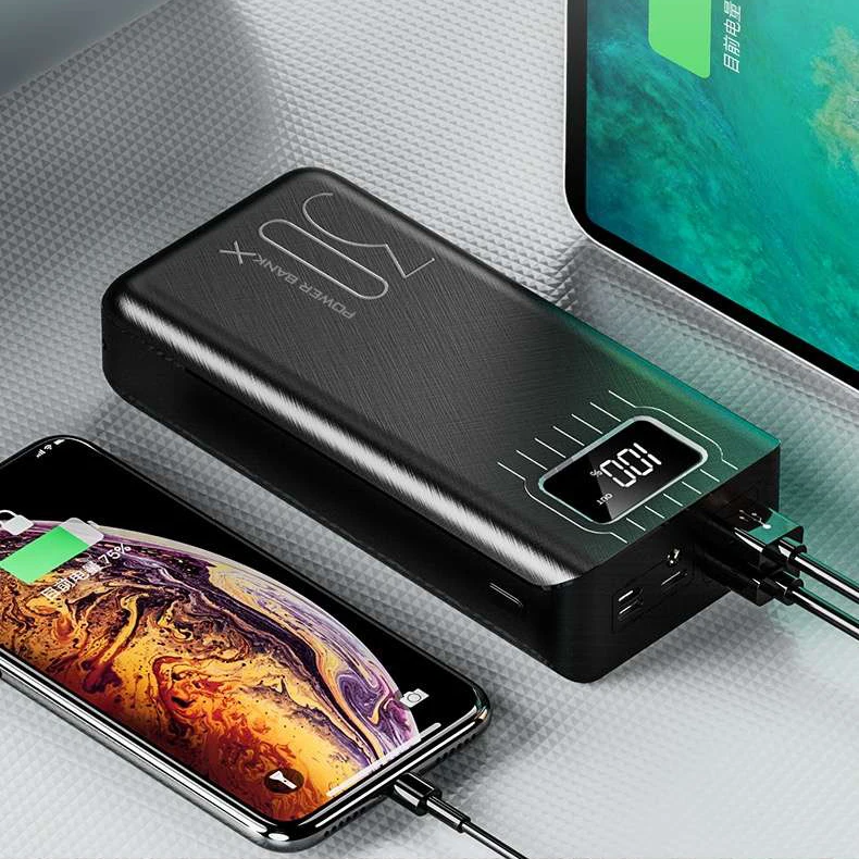 
30000mAh Portable Charger 5-Port USB Power Bank LCD External Battery Packs for iPhone X XS Max 7 8 6S Plus For Samsung Galaxy 