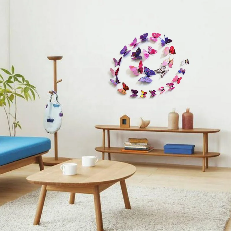 Оптом DIY 3D зеленые цвета искусственная Бабочка Украшение стен