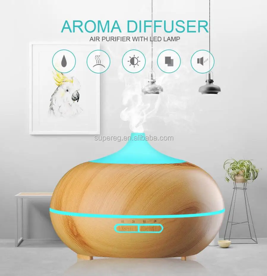 
2019 Home Appliance 300ml Essential Oil Diffuser Ultrasonic Cool Mist Humidifiers Pivate Label Aroma Diffuser New Gifts 