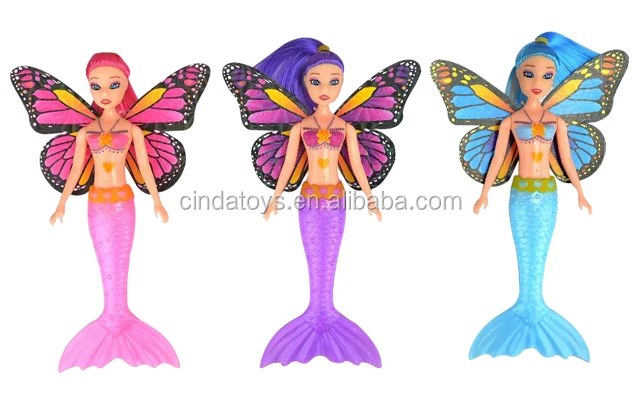 8inch Mermaid with wings plastic toys Fashion girl  doll for sale