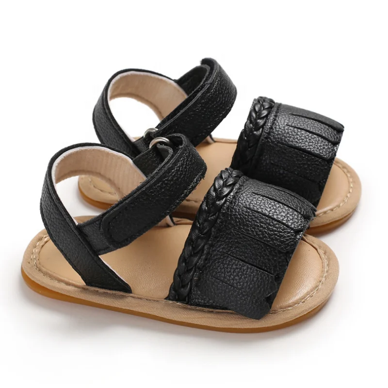 
Baby Girl Sandals Princess Shoes Solid Color Tassel Breathable Soft Sole Anti-slipping PU Leather Fashion Sandals Beach Sandals 