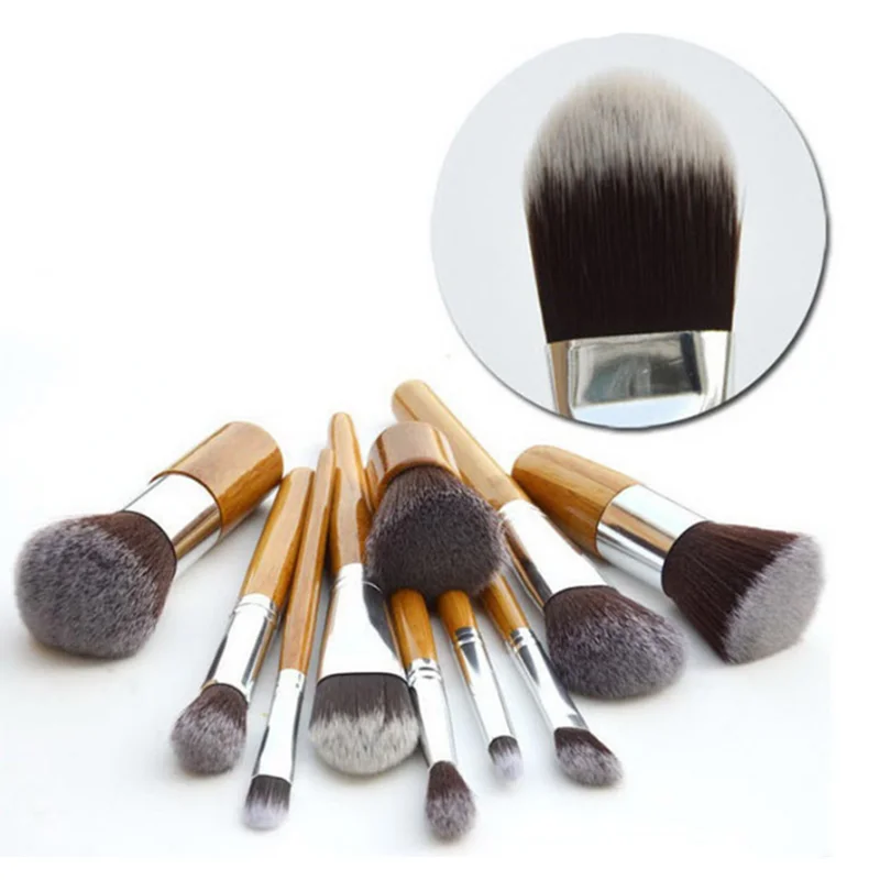 
Best Synthetic Smudge brushes Flat Brushes High quality bamboo makeup brush set 11pcs 