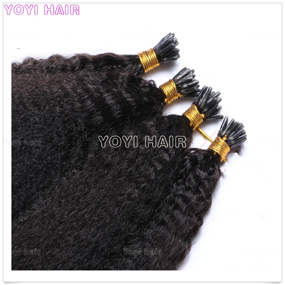 Brazilian human hair weave No shedding 100% Positive feedback kinky straight I tip Hair extension