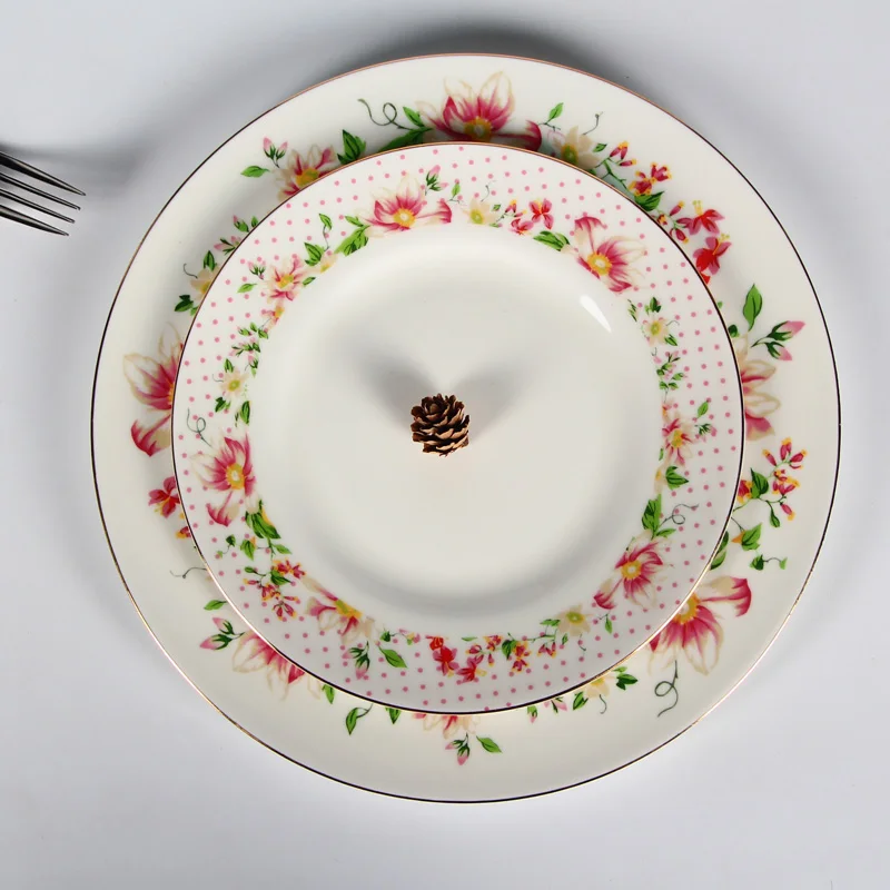Flower modern design ceramic porcelain bone china plate for hotel restaurant and home use