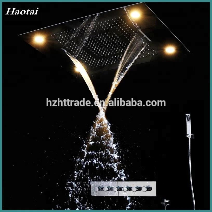 LED Fixed shower heads Ceiling overhead rain waterfall shower head