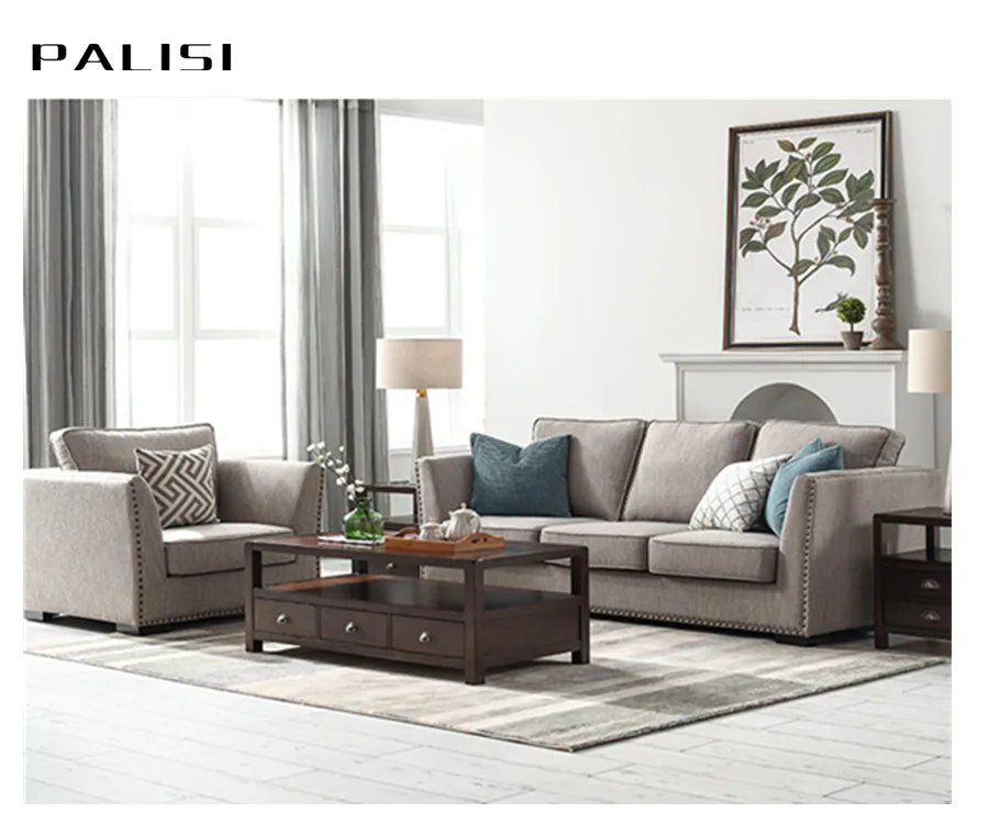 Living Room Furniture Set Nordic 3 seat Sofa+Single Armchair American Village Fabric 123 Sofa Set Design