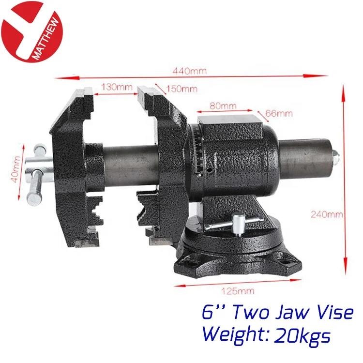 Heavy Duty Two Jaws Bench Vise With Free Rotate base and Main Shaft