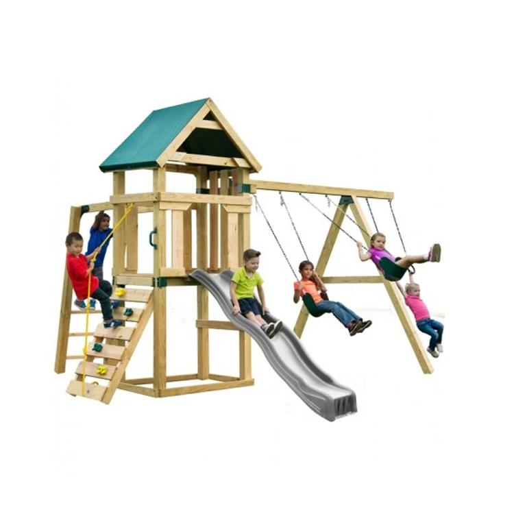 Patio Wooden Climbing Frame Play Set Outdoor Playground JUNGLE GYM