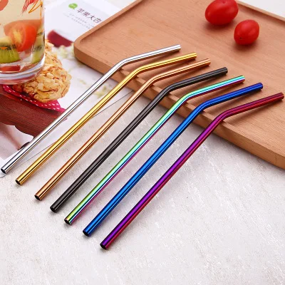 
Colored SS304 bent straw steel reusable drinking stainless steel straw 