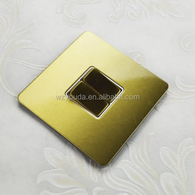 Flat plate satin chrome/polished brass screwless brushed steel switch