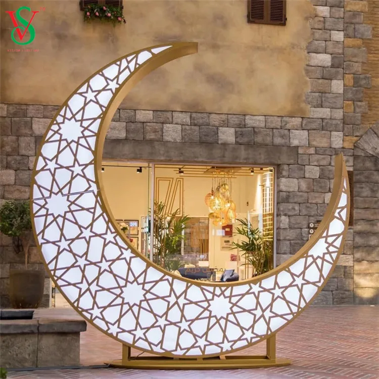 Indoor outdoor shopping mall ramadan festival led decoration 3d star string motif light