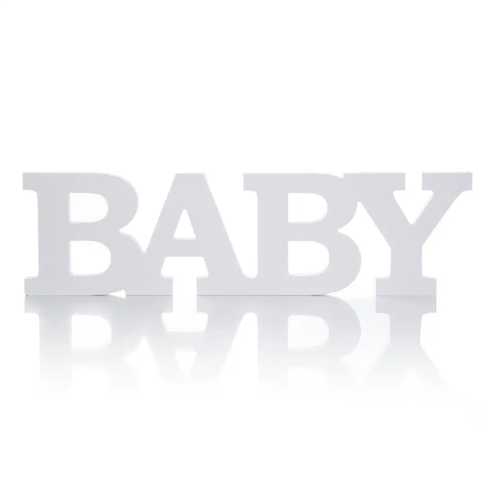 LETTER DECOR ideal  FREESTANDING LETTER White Baby Wooden Letter Table Sign