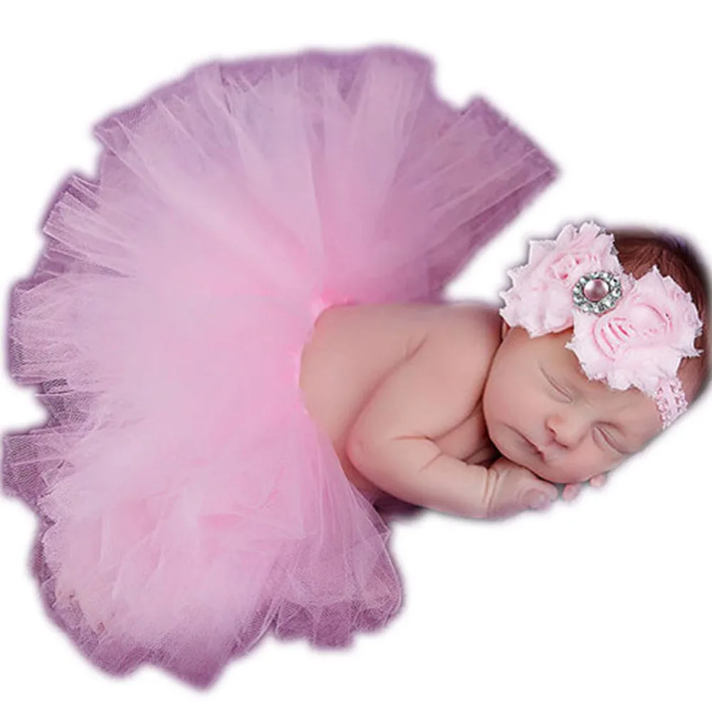 Cute Newborn Photography Props Toddler Baby Girl Tutu Skirt Headband Photo Prop Costume Outfit W1