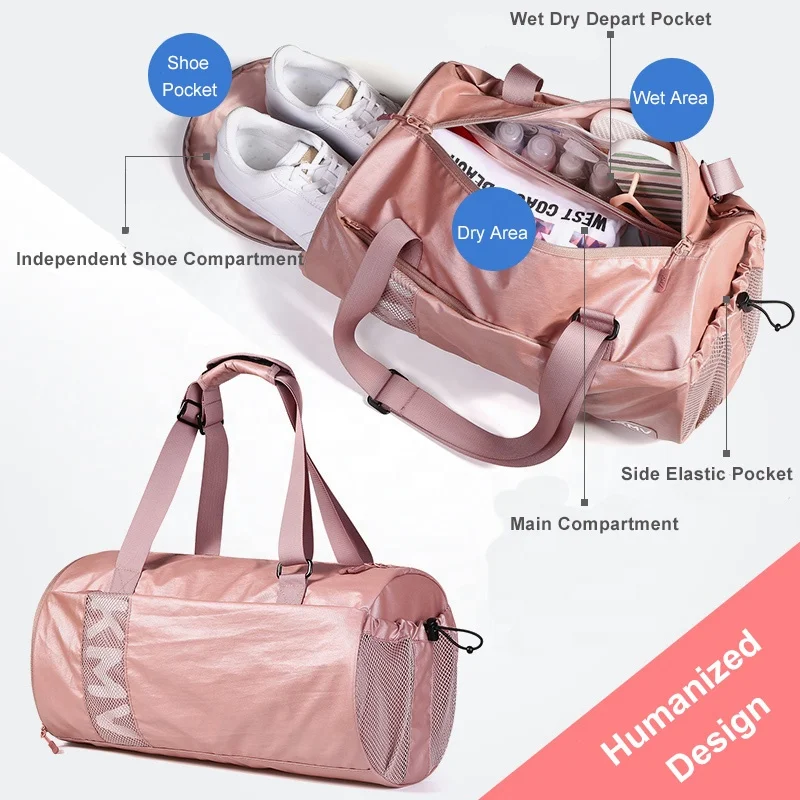 
Fitness Gym Bag for Women Wet Dry Depart Pocket Luggage Bag Travel Luggage with Shoe Compartment 