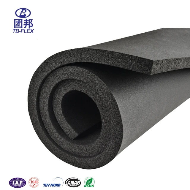 HVAC System Black Rubber Foam Self-Adhesive Thermal Insulation Sheet