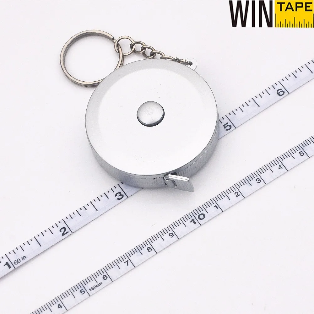 150cm/60inch silver modern measure measuring tape keychain retractable hook special tape measure with level and key chain