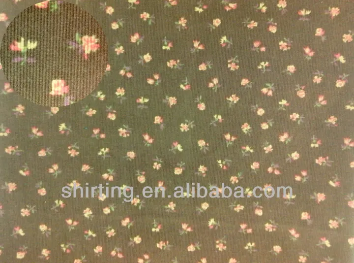 
100% cotton corduroy small rose print fabric 21W 
