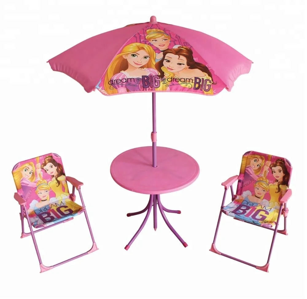 Popular Kids Outdoor Use plain colour portable folding table and chair garden patio set for kids