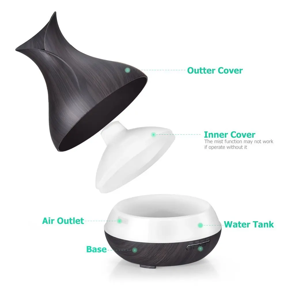 China Wholesale Dark Wood Grain Vase Electric Fragrance Home Mini Aromatherapy Scent Air Essential Oil Aroma Diffusers