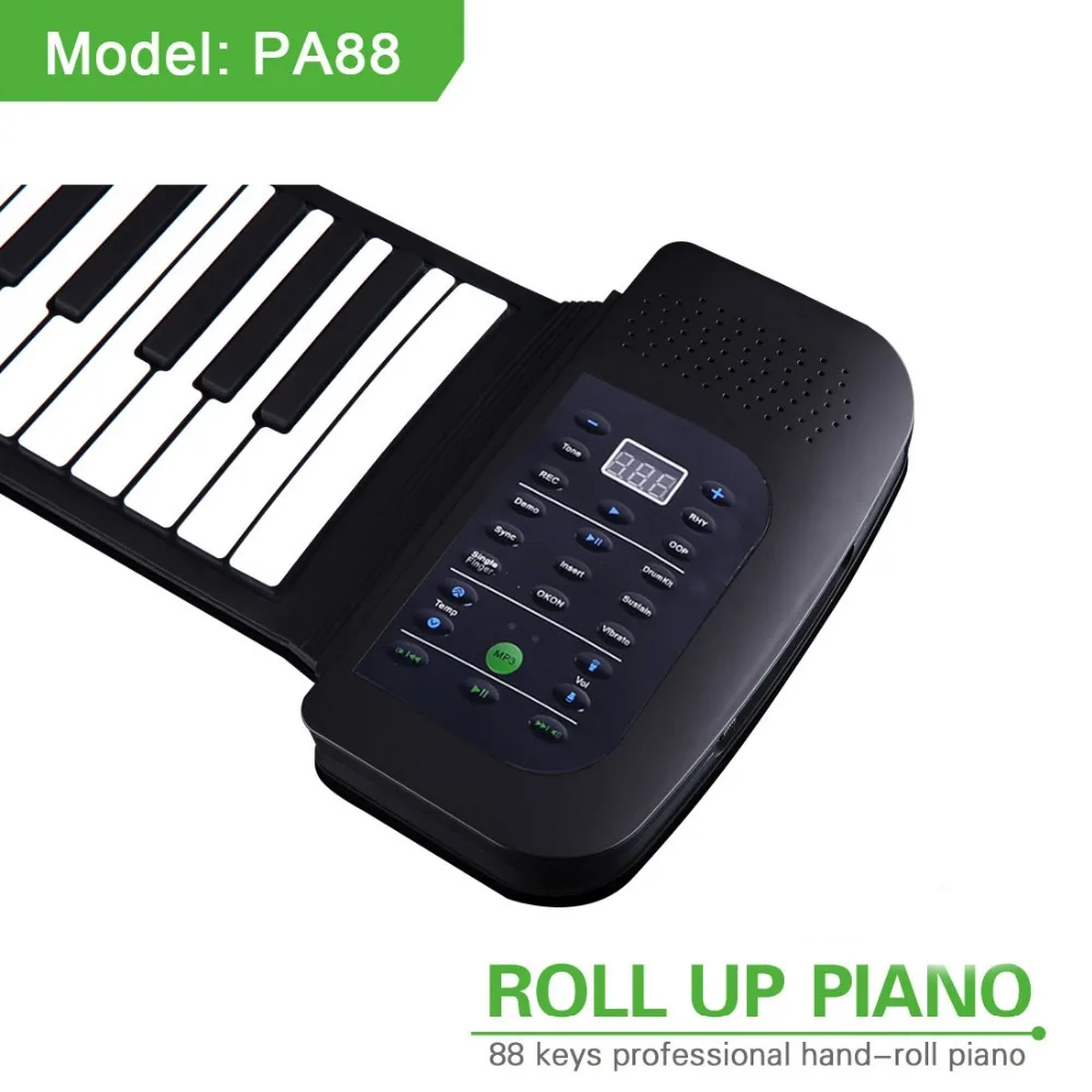 Flexible Portable Hand Roll keyboard with micro USB port for Children Playing 88Keys keyboard electric digital Piano