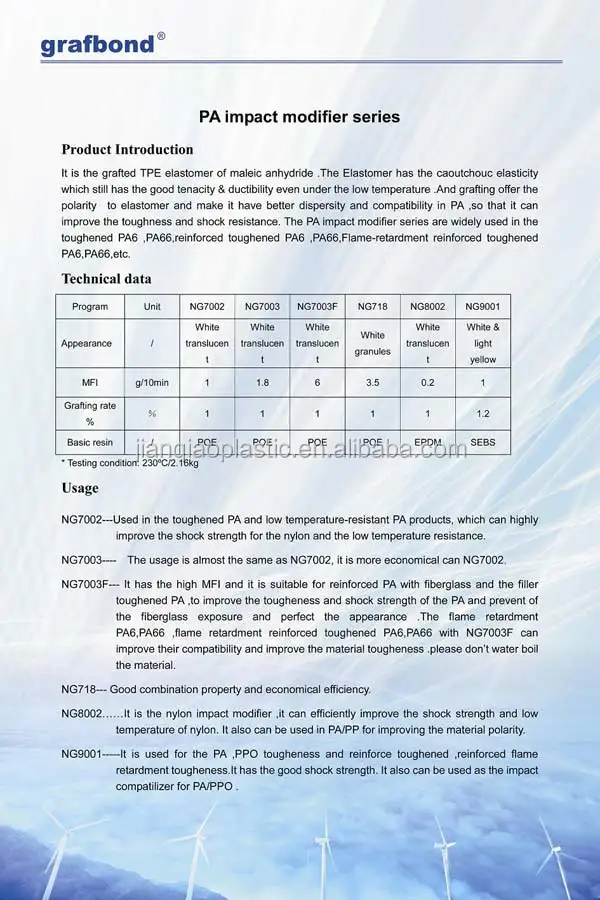 PP modified with maleic by MAH-g-PP used as PP additive, compatilizer for PP with fiberglass,talc,aluminium,halogen-free FR,etc