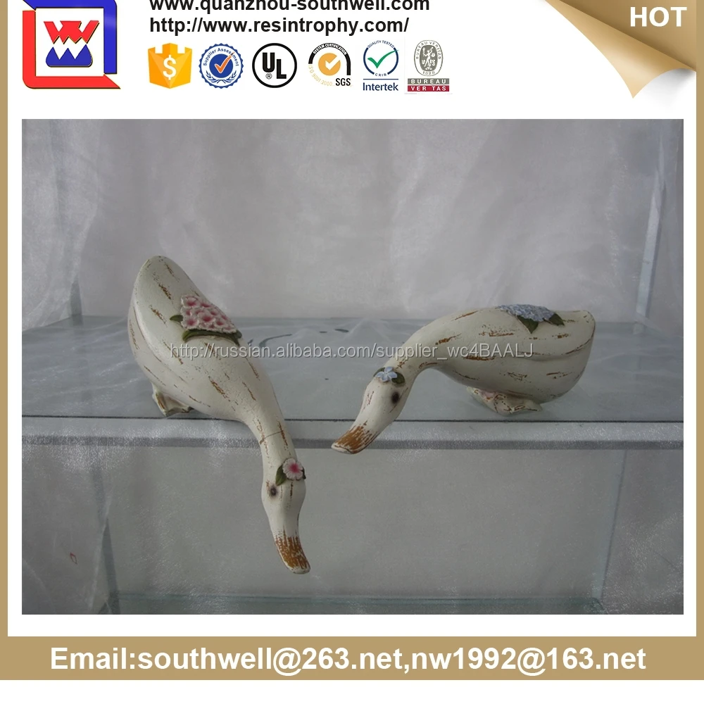 Керамическая мультфильм гусь имеет соломенная шляпа гусь статуэтка