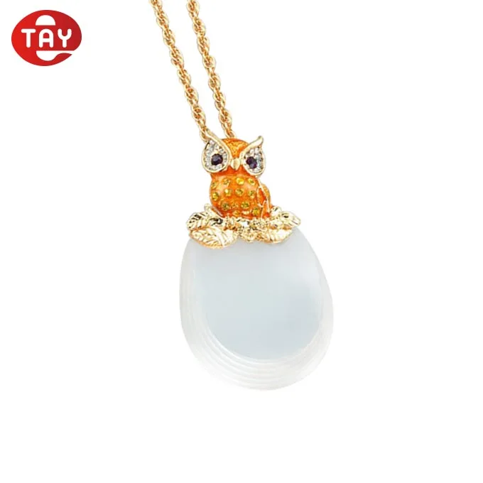 High quality metal chain elegant charmed owl magnifier necklace pendant