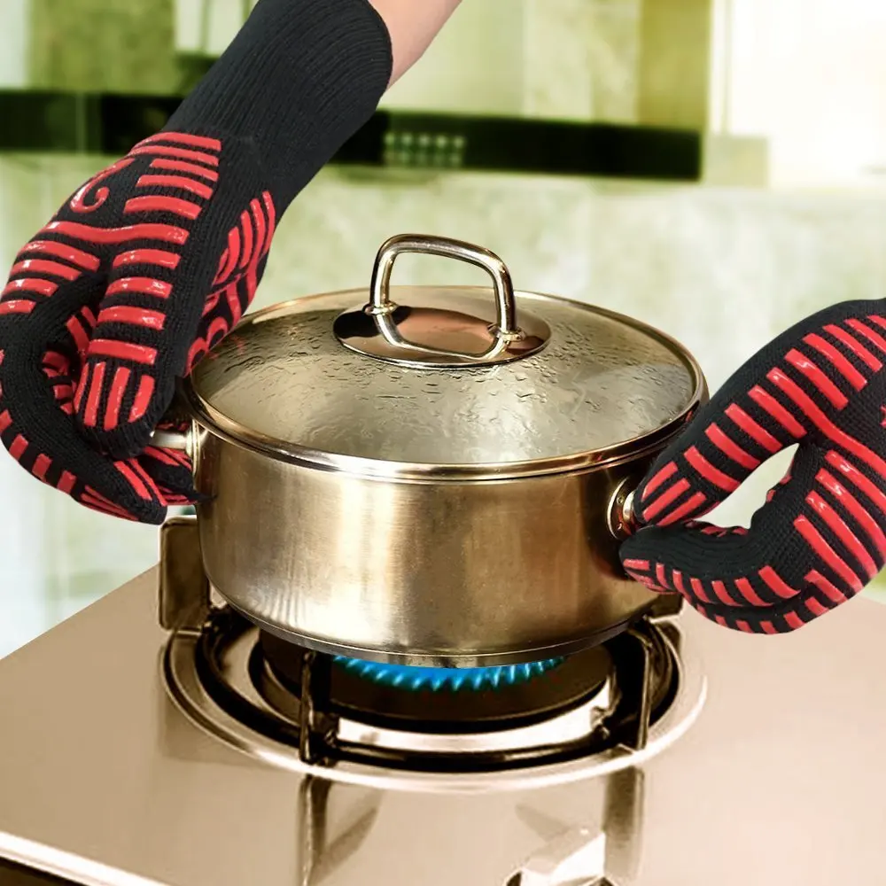 Fire Pro Gloves Heat Resistant Gloves BBQ Grilling Fireplace Accessories and Welding Forearm Protection Aramid Fiber Material