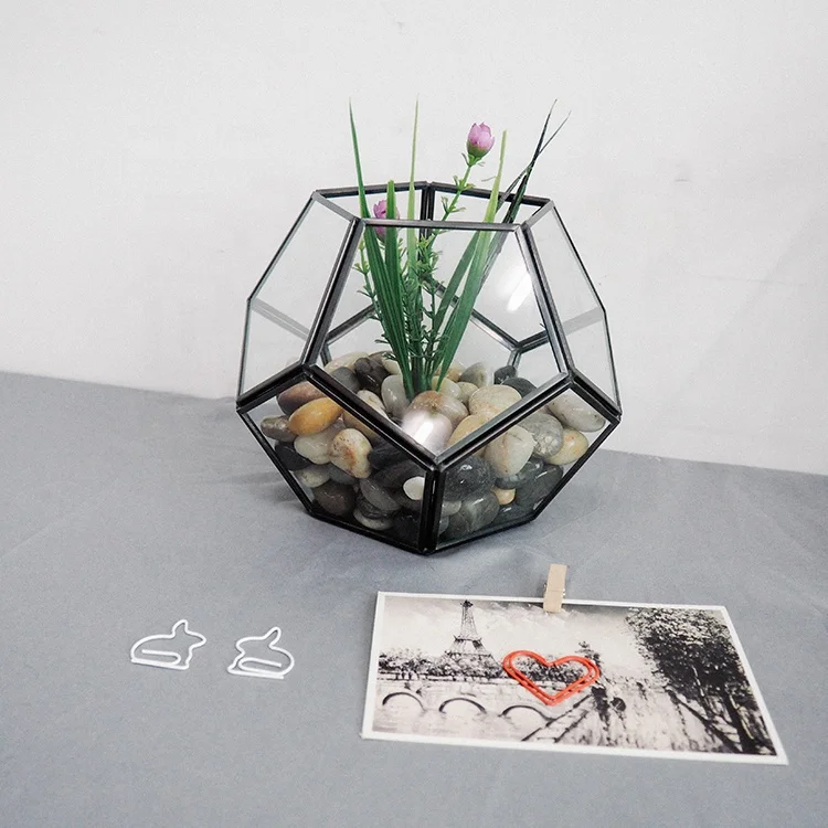 Box Geometric Terrarium Vintage Artificial Glass Bulk Copper for Indoor Terrarium Tabletop Vase Acceptable Customized 15~30days